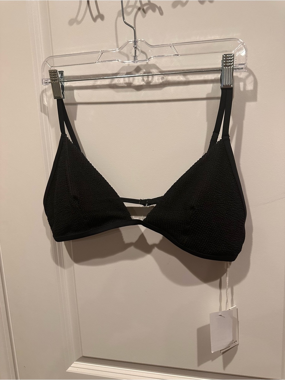 Good American Black Textured Triangle Bikini Top - Picture 3 of 8